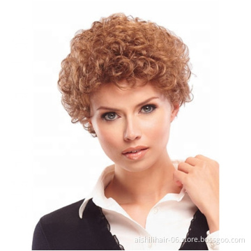 wholesale bob Afro curly Synthetic hair water wave brown color short synthetic hair wigs for women